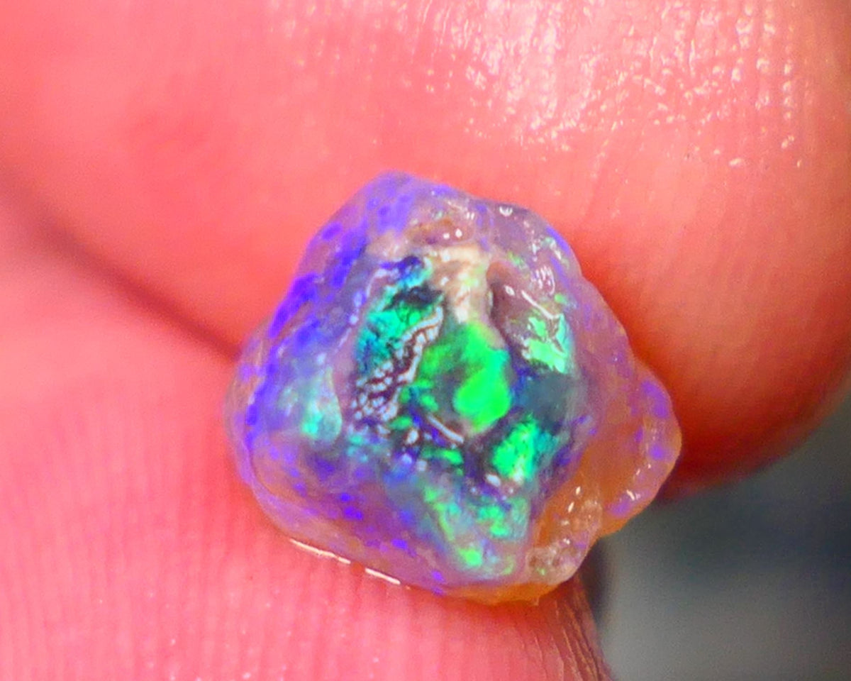 Lightning Ridge Small Bright Crystal Knobby opal rough 2.10cts Gorgeous Greens & Blues 8x7x6mm GMB-060