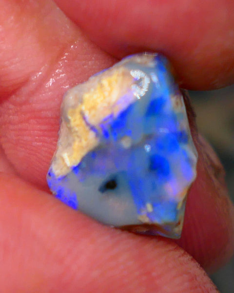 Lightning Ridge Dark Crystal Seam opal rough/rub 4.50cts Bright Blue/Green tones of fires to explore 14x11x5mm GMB-056