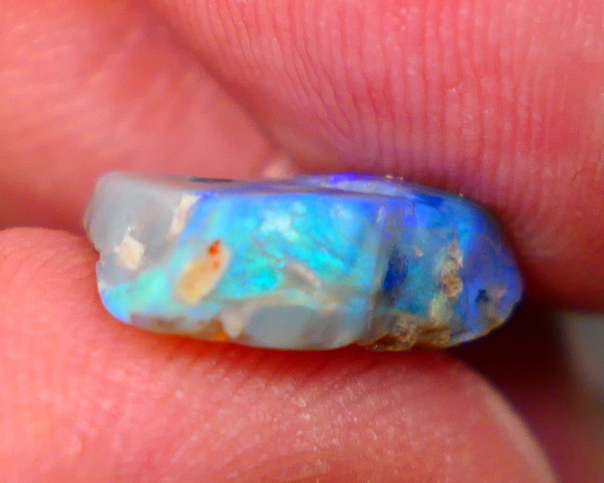 Lightning Ridge Dark Crystal Seam opal rough/rub 4.50cts Bright Blue/Green tones of fires to explore 14x11x5mm GMB-056