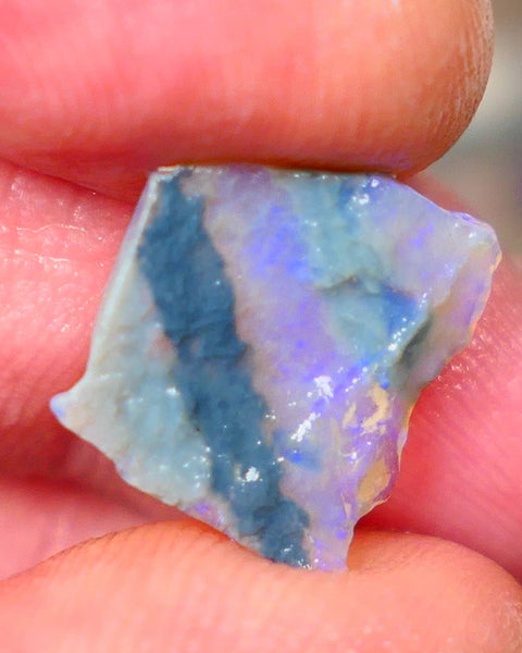 Lightning Ridge Dark Crystal Seam opal rough 2.50cts Thin so suit inlay or backing Bright Light Blue tones 14x13x2mm GMB-054