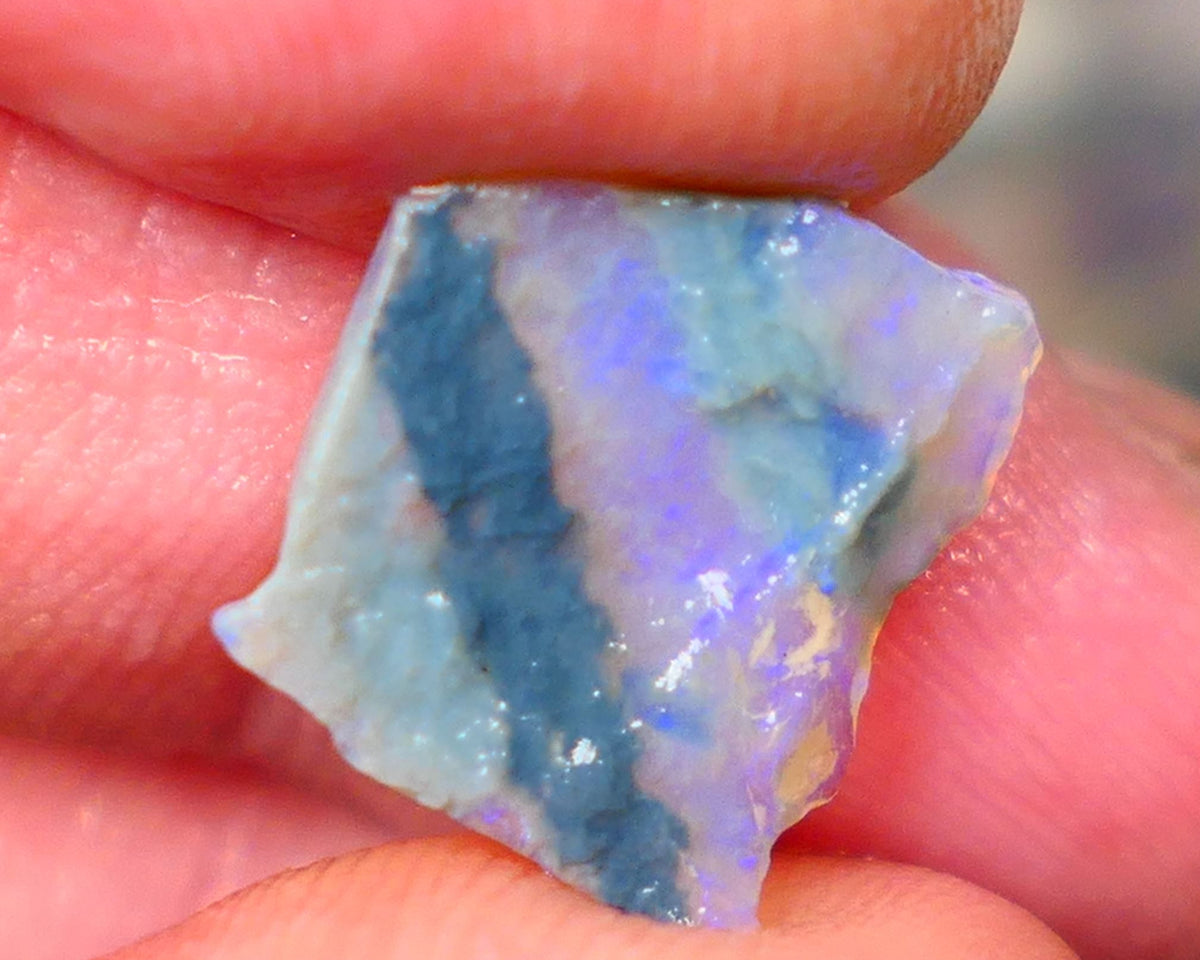 Lightning Ridge Dark Crystal Seam opal rough 2.50cts Thin so suit inlay or backing Bright Light Blue tones 14x13x2mm GMB-054