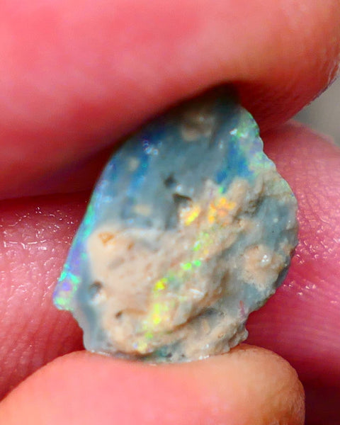 Lightning Ridge Crhystal Seam opal rough 1.90cts Cutters Select thin so suit inlay Bright Green/Yellow  dominant fires 12x12x2.5mm GMB-053