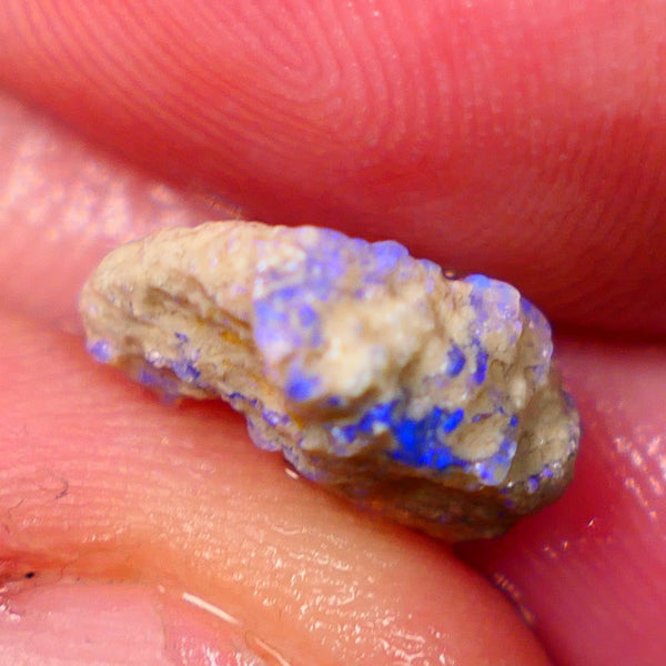 Lightning Ridge Untouched Crystal Base Knobby opal rough 3.40cts Bright blue dominant fires to carve or collect 11x10x6mm GMB-013