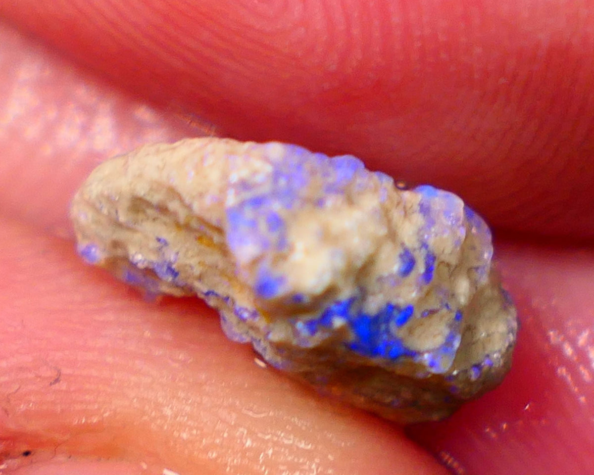 Lightning Ridge Untouched Crystal Base Knobby opal rough 3.40cts Bright blue dominant fires to carve or collect 11x10x6mm GMB-013