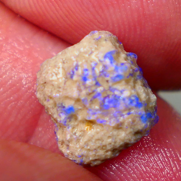 Lightning Ridge Untouched Crystal Base Knobby opal rough 3.40cts Bright blue dominant fires to carve or collect 11x10x6mm GMB-013