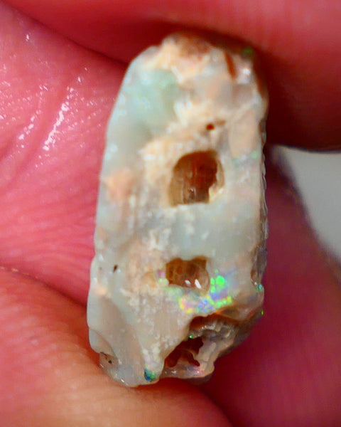 Lightning Ridge  Opalised Wood fossil rough opal 4.60cts Dark base with some Multicolour flashes to explore or collect 18x7x6mm GMB-011