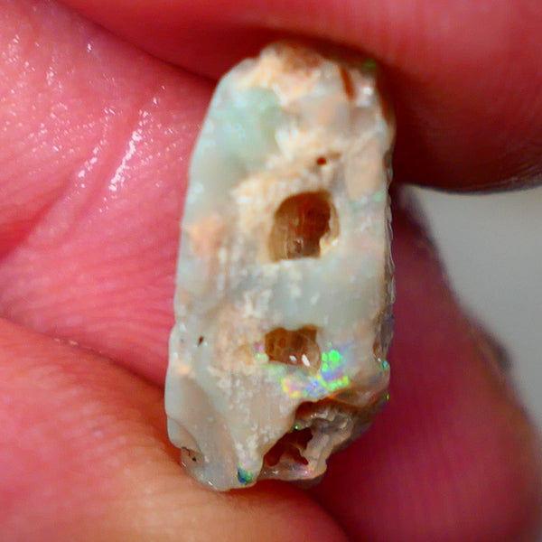 Lightning Ridge  Opalised Wood fossil rough opal 4.60cts Dark base with some Multicolour flashes to explore or collect 18x7x6mm GMB-011