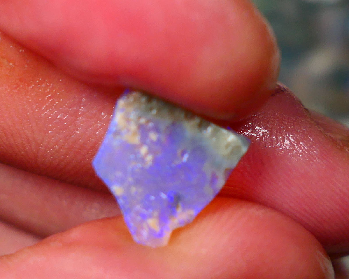 Lightning Ridge Dark base Crystal Seam opal 1.30cts Note this is thin So suit inlay/doublet etc Nice Bright Blue fires to work with 12x11x1.5mm GMB-025