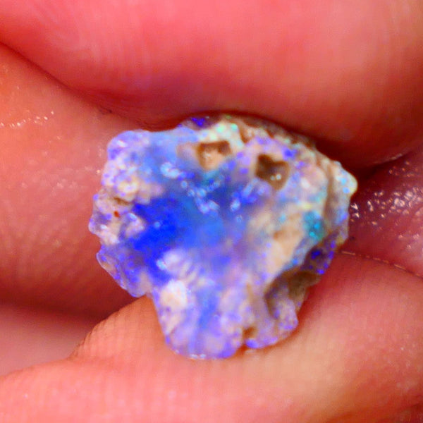 Lightning Ridge Untouched Dark base Crystal Pea Knobby opal rough 2.70cts Very Bright Vibrant Deep Royal Blue fires to gamble 10x10x6mm GMB-023