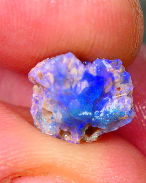 Lightning Ridge Untouched Dark base Crystal Pea Knobby opal rough 2.70cts Very Bright Vibrant Deep Royal Blue fires to gamble 10x10x6mm GMB-023