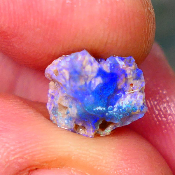 Lightning Ridge Untouched Dark base Crystal Pea Knobby opal rough 2.70cts Very Bright Vibrant Deep Royal Blue fires to gamble 10x10x6mm GMB-023