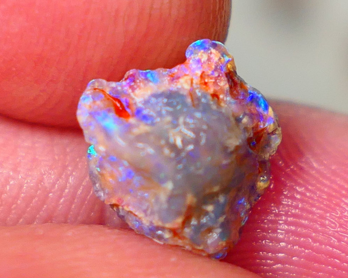 Lightning Ridge Untouched Dark base Crystal Pea Knobby opal rough 3.00cts Bright Blues showing to gamble 11x9x6mm GMB-018