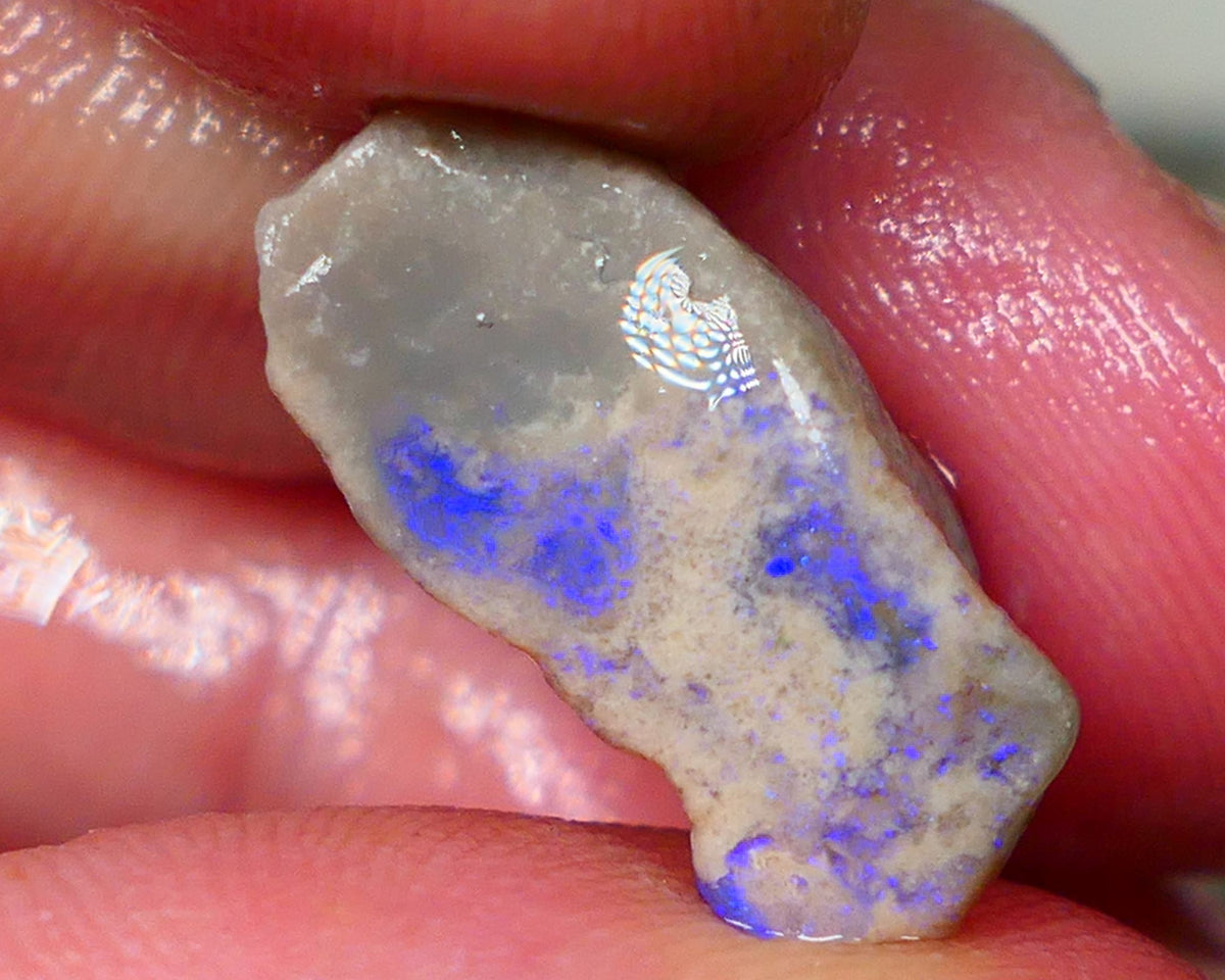 Lightning Ridge Dark base opal rub/rough Blues showing on exposed face 20x9x8mm GMB-050