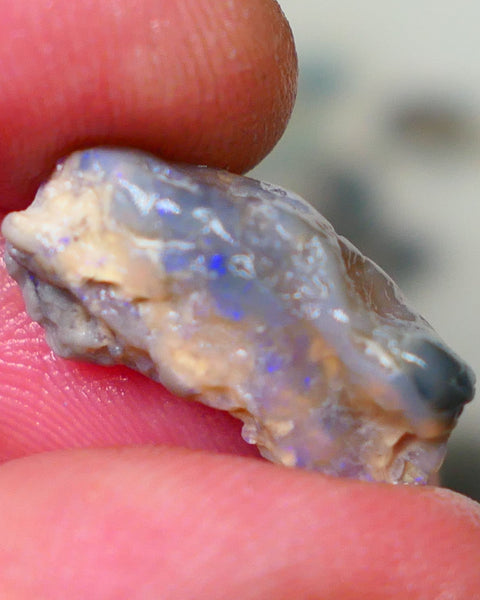 Lightning Ridge Dark Crystal knobby opal rough 7.00cts Bright Blue bar to expose sold as gamble 20x9x7mm GMB-048