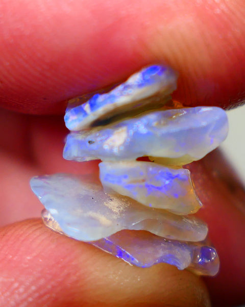 Lightning Ridge Crystal Seam opal rough Stack 8.75cts Lots of Blues to explore 12x12x2mm to 10x9x3mm   GMB-038