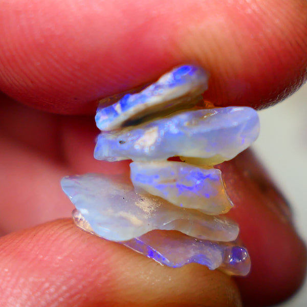 Lightning Ridge Crystal Seam opal rough Stack 8.75cts Lots of Blues to explore 12x12x2mm to 10x9x3mm   GMB-038