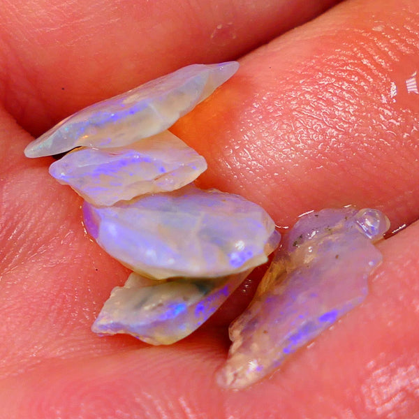 Lightning Ridge Crystal Seam opal rough Stack 8.75cts Lots of Blues to explore 12x12x2mm to 10x9x3mm   GMB-038