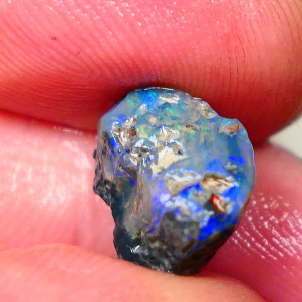 Lightning Ridge Dark Base knobby 4.00cts  Bright Blue colours to explore and gamble 12x8x7mm GMB-034