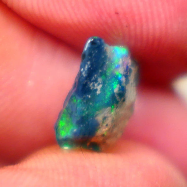 Lightning Ridge Black opal Fossil Rough 2.00cts Stunning Gorgeous Bright Green Dominant Multifires 11x10x4mm GMB-033