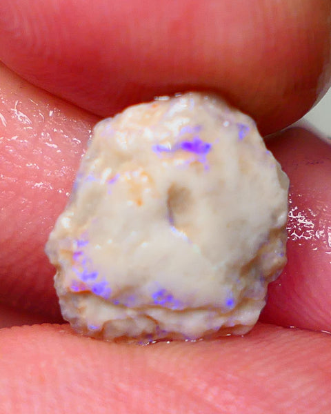 Lightning Ridge Untouched Light base knobby rough opal 3.75cts Blues showing through the skin 14x12x5mm Gamble GMB-031