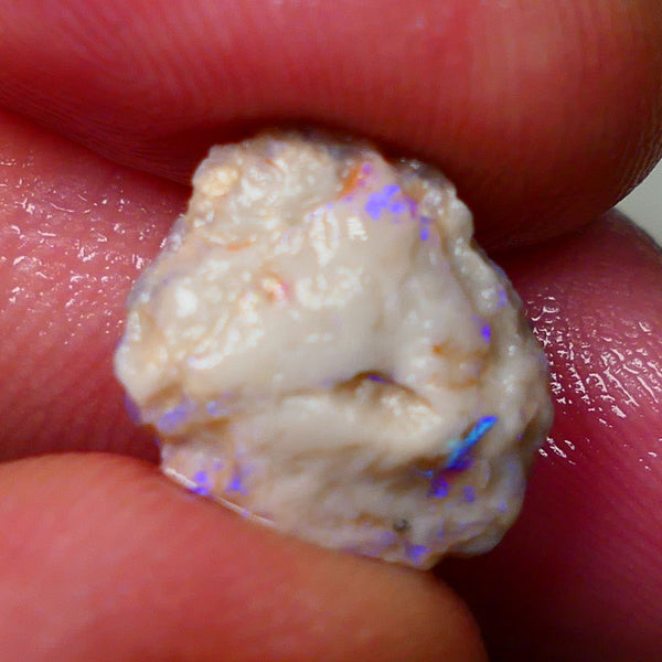 Lightning Ridge Untouched Light base knobby rough opal 3.75cts Blues showing through the skin 14x12x5mm Gamble GMB-031