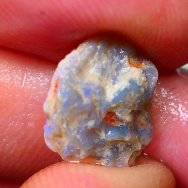 Lightning Ridge Untouched Light base knobby rough opal 3.75cts Blues showing through the skin 14x12x5mm Gamble GMB-031