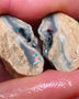 Lightning Ridge Reds on Dark/Black base Knobby split 36.00cts Red dominant M.fires 24x19x12mm & 22x13x12mm NSW104