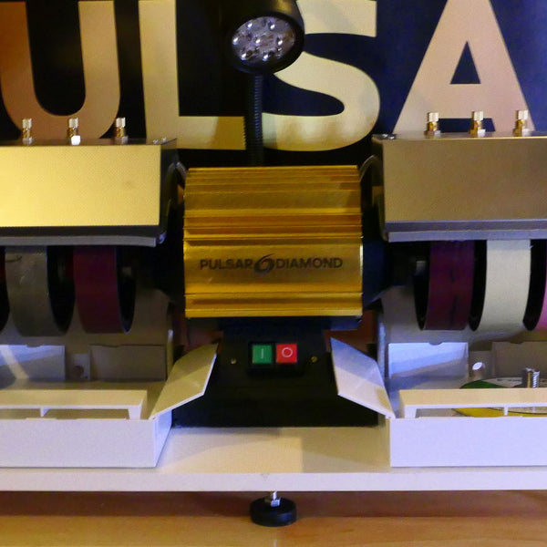 Coming Soon PULSAR DIAMOND® "Slick 6 Pro" Cabbing Machine 6 wheels x 6"/150mm plus Diamond saw & table , Full face magnetic & Centre Hole Flat lap & More . Lapidary Cab Cabber Grinding Polishing Gemstone Cabochon machine