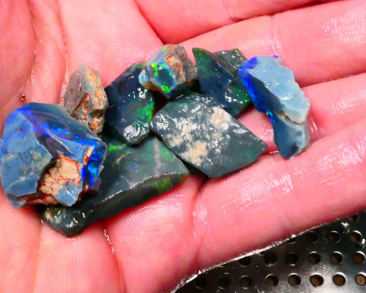 Black & Dark Red & Full spectrum seam opals of Grawin and Lightning Ridge 150cts 35mm to 10mm GEM2121