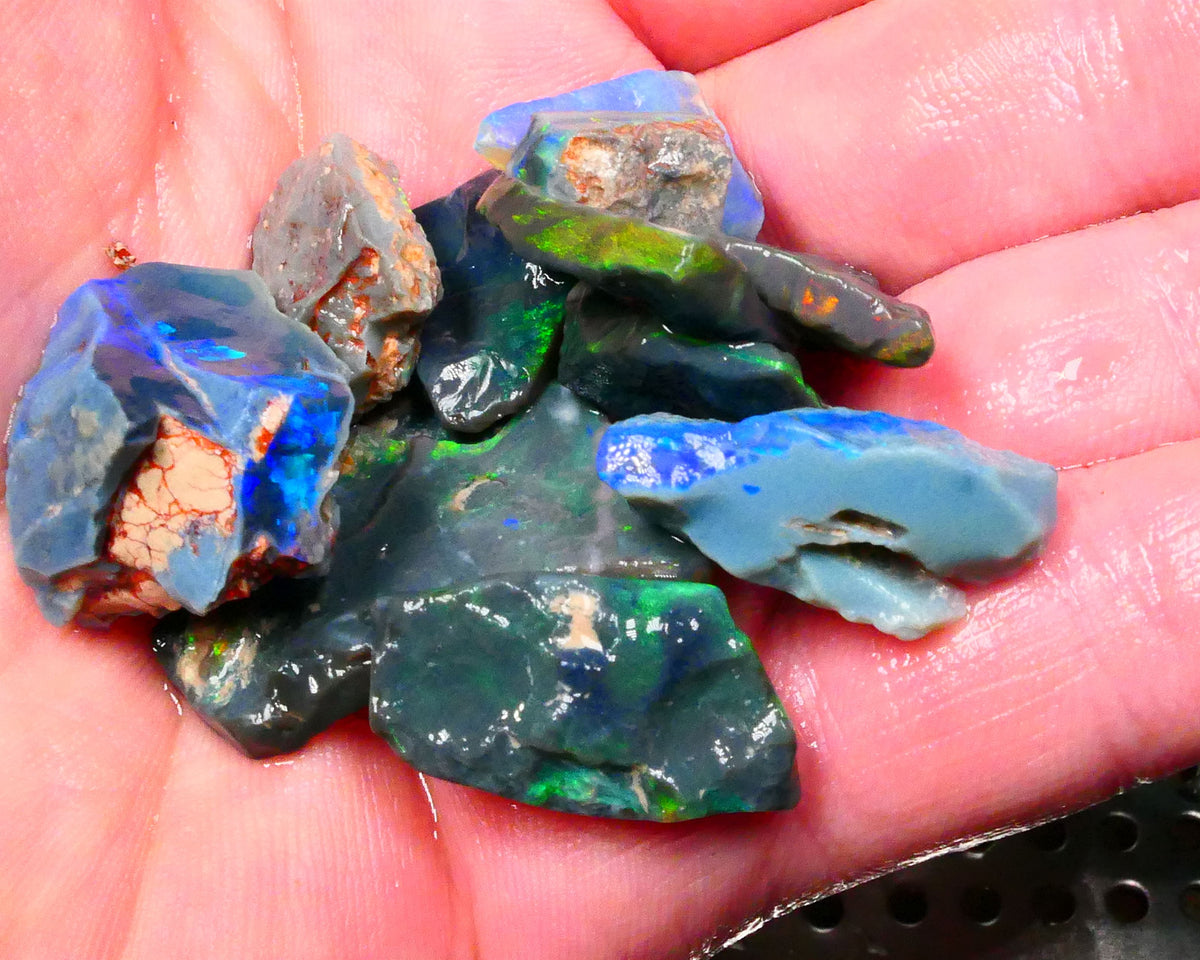 Black & Dark Red & Full spectrum seam opals of Grawin and Lightning Ridge 150cts 35mm to 10mm GEM2121