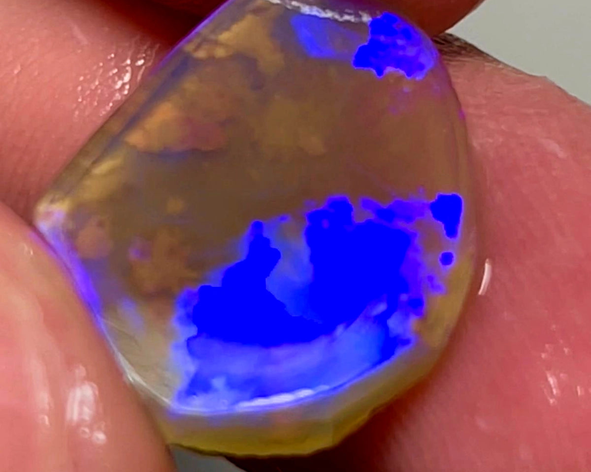 Lightning Ridge Opal Dark Crystal Knobby Rough Rub 6.75cts Broad Flash Pattern Gorgeous Bright Blues 19x15x4mm 1024