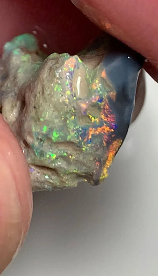 OPAL MONTH SPECIAL Mulga® Red on Black/dark Untouched Rough Seam Opal formation 5.75cts Gorgeous Bright fires 16x12x6mm WSZ07