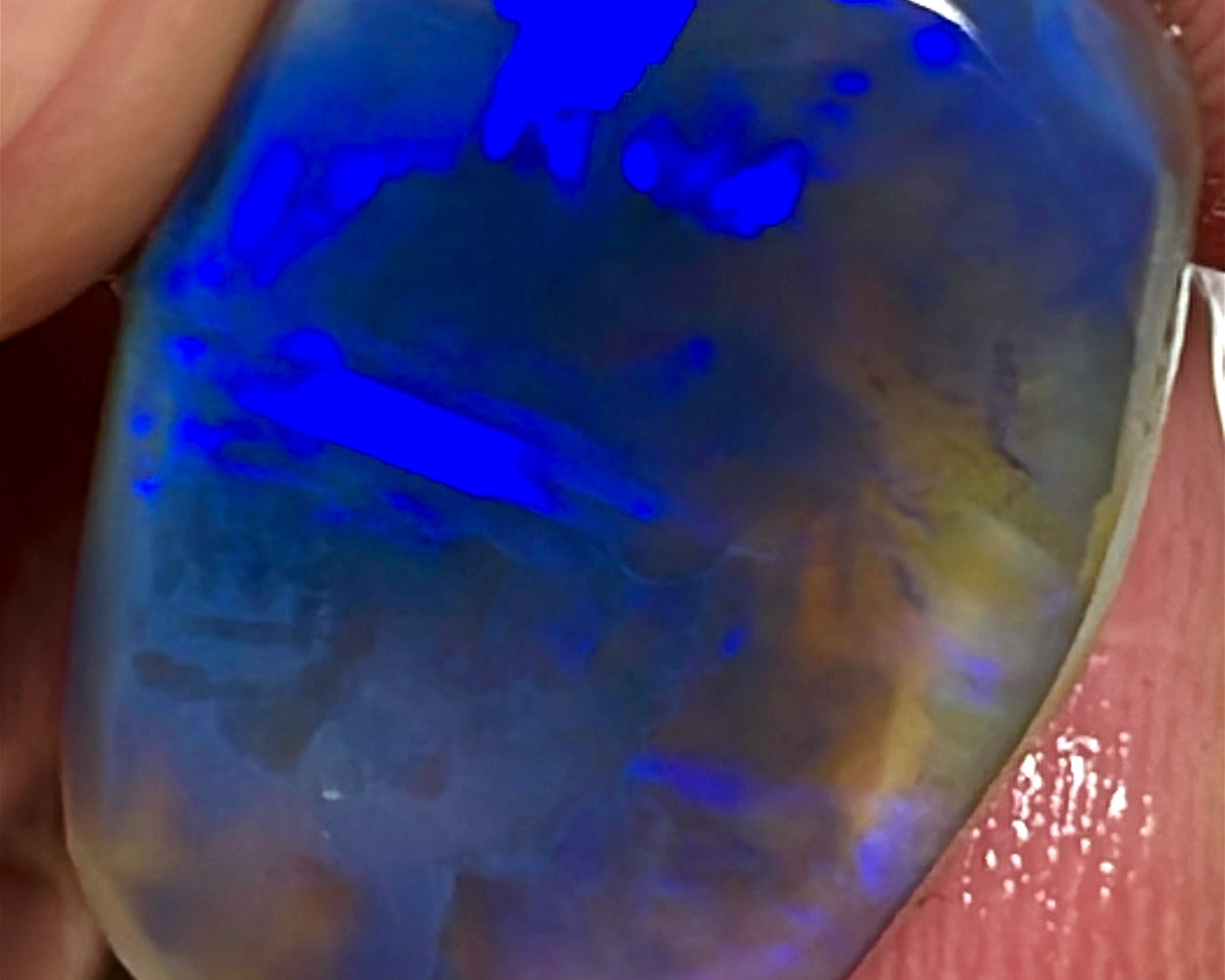 Lightning Ridge Opal Big Rough/Rub Dark Base Crystal Knobby From the Miners Bench® 23cts Broad zones of Blue fires 25.000 x 15.000 x 10.000 mm  WAE37