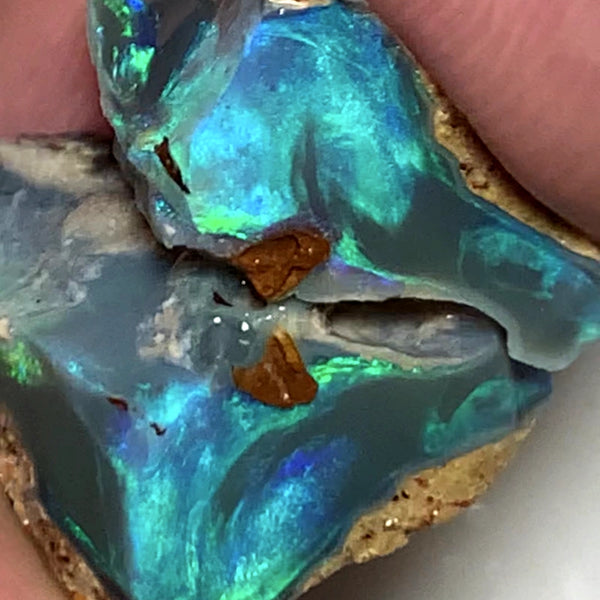 OPAL MONTH SPECIAL Lightning Ridge Rough Opal Dark Base Seam Split 15.75cts Cutters Candy Exotic High Grade Bright Multifires in stunning bars 17x15x8mm to 15x10x7mm WSZ76