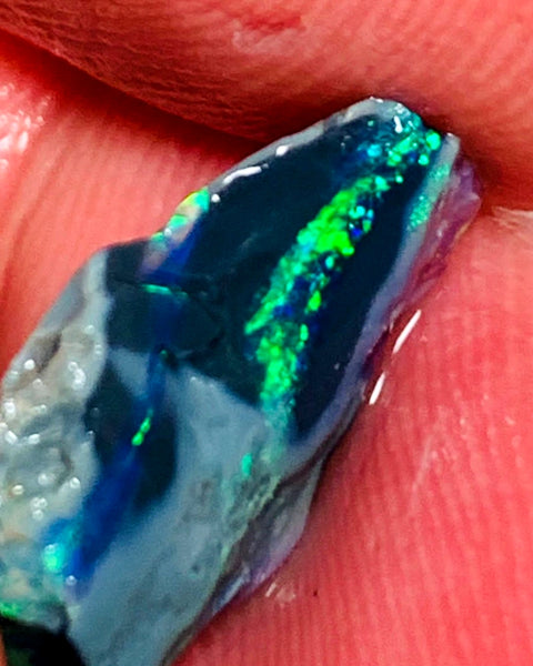 OPAL MONTH SPECIAL Lightning Ridge Rough Opal Black Seam 4.2cts Cutters Candy Exotic High Grade Super Bright Multifires 18x12x3mm WSZ91