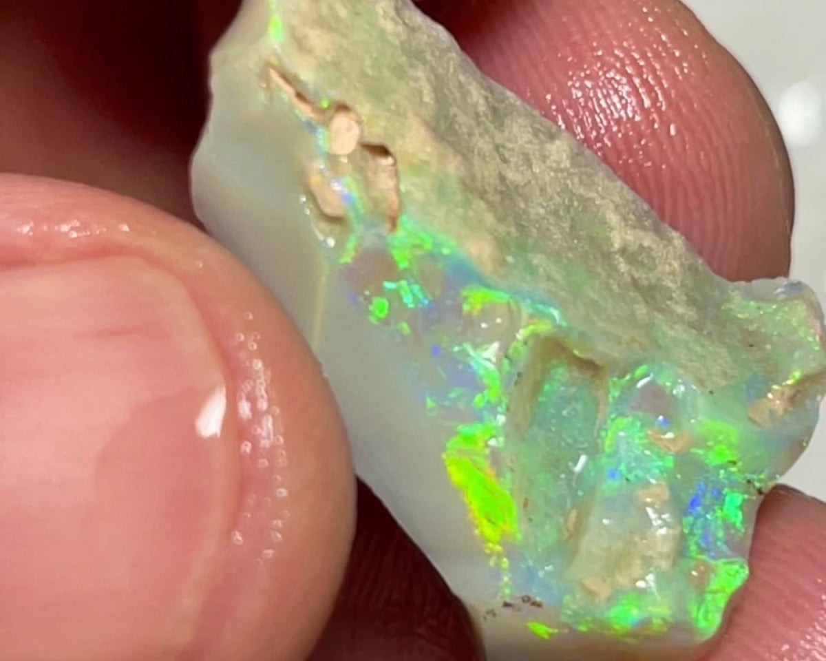 Lightning Ridge Dark Base Seam opal rough 20.50cts Bright Multicolours to Cut or carve 26x16x7 mm NSW083