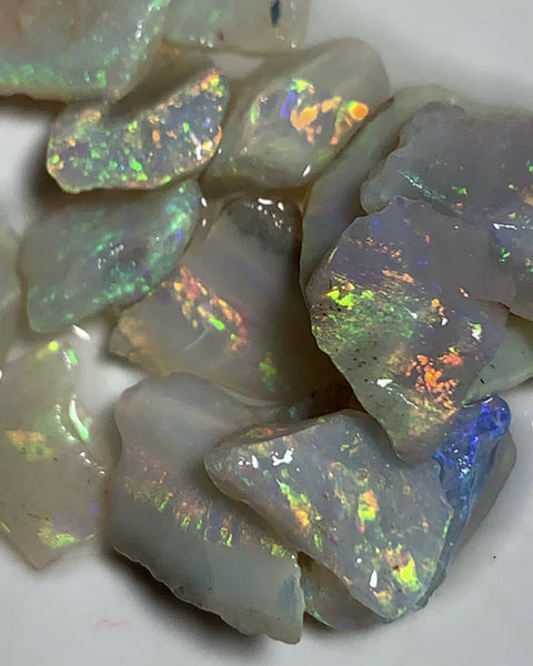 Lightning Ridge Rough Opal Parcel 21.5cts Cutters Candy select Material Gem Grade Bright Vivid Multifires & Stunning bars 14x13x2mm to 7x6x2mm WSX18