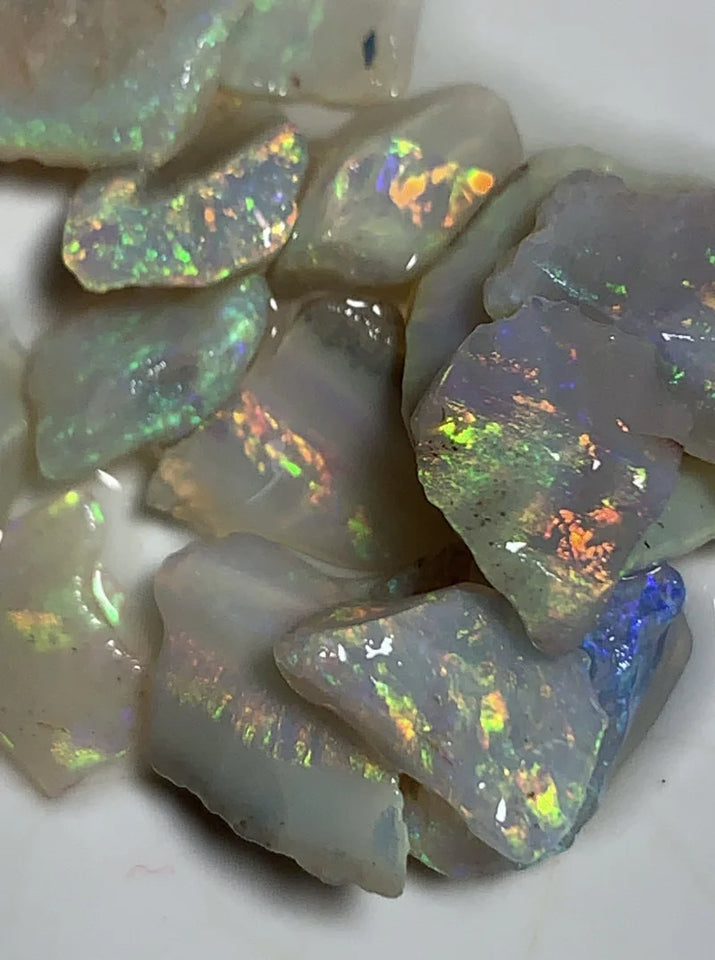 Lightning Ridge Rough Opal Parcel 21.5cts Cutters Candy select Material Gem Grade Bright Vivid Multifires & Stunning bars 14x13x2mm to 7x6x2mm WSX18