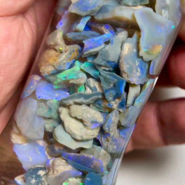 Lightning Ridge opal rough 250cts Lots Multicolours to gamble 15x14x2 to 7x5x2mm NSW076 (jar not included)