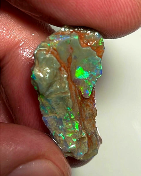 Lightning Ridge Opal Rough Untouched Dark Crystal Base Seam Formation 9.25ts Stunning Bright Multicolour 27x14x4mm NSW139