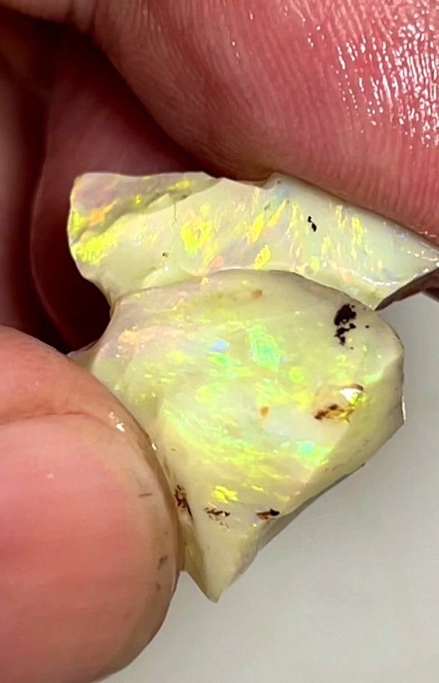 Lightning Ridge Rough Opal 19.5cts Nice Pair Stunning Light Base Cutters Candy® High Grade Bright Multifires 20x8x7mm & 17x10x10mm WAC42