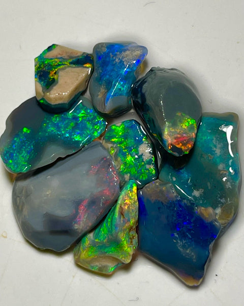 May DEAL Black/Dark opal rubs/rough parcel 31.75cts Lots of gorgeous exposed Multicolours to faces  19x14x3 to 9x8x2mm NEW971
