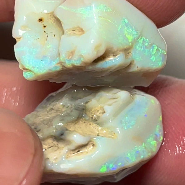 Lightning Ridge Rough Big Thick Seam Opals 50.00cts Stunning Light base with Gorgeous Bright Multi fires 27x17x16 & 20x12x11 mm NSA024