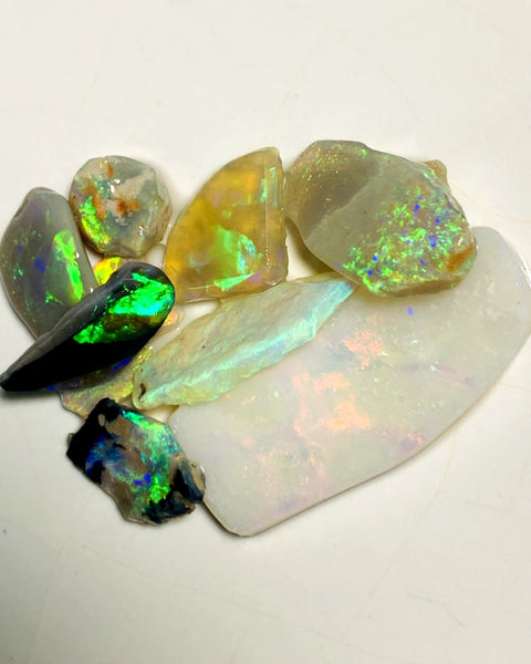 Lightning Ridge Opal Rough n Rub Parcel Black Dark & Crystal From the Miners Bench® 27cts Super Bright Multifires 30x12x3mm to 6x5x4mm  WSY95