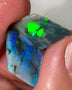 Mintabie Opal Dark Base Seam Rough Rub 5.75cts Bright Blues & Greens 22x11x2mm & 14x12x3mm 1415