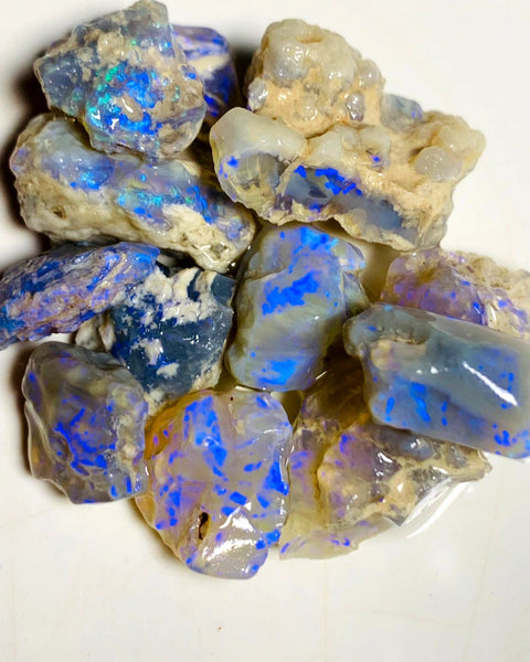 OPAL MONTH SPECIAL Lightning Ridge Rough Dark & Crystal Opal Parcel 63cts Lots of Potential & Cutters Lots Bright colours & bars 18x11x7mm to 10x9x4mm WSY99