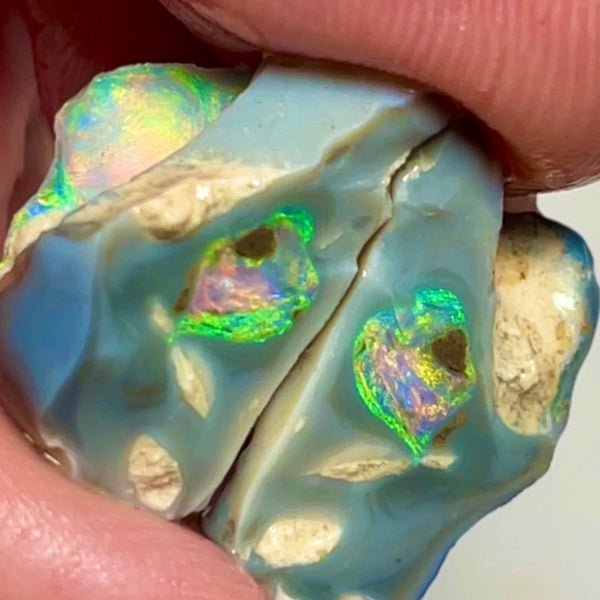 Wow Super exotic looking Knobby opal split rough/rub pair 17.50cts Stunning Pinks throughout these amazing multifires  20x11x11 & 20x14x8mm NSW054