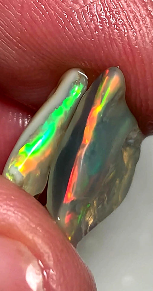 Lightning Ridge Dark Base Crystal Candy Seam Opal rough 5.25cts Gorgeous & Vibrant bright Multifires 15x12x2mm & 14x9x2.5mm WAA34