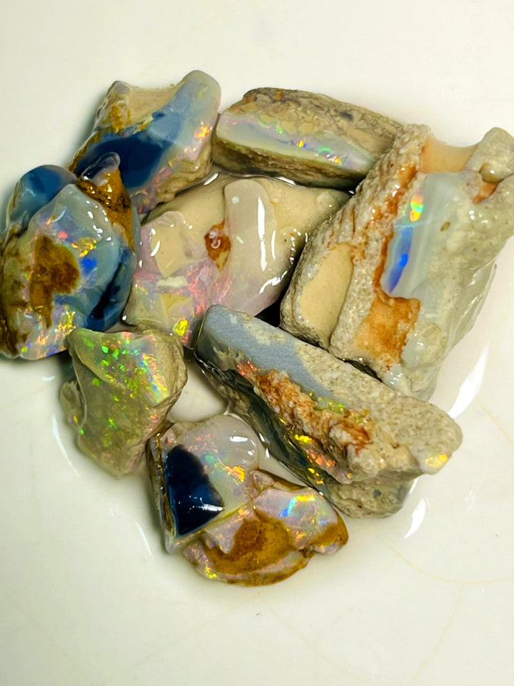 Lightning Ridge Rough Opal Parcel 57cts Stunning colourful material to explore  22x15x12mm to 13x8x6mm WAB15