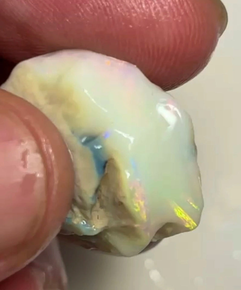 Pinks Lady's ? Lightning Ridge Seam opal rough to cut 30.75cts Gorgeous Pink dominant Multifires to cut 26x22x7 mm NEW955